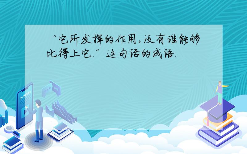 “它所发挥的作用,没有谁能够比得上它.”这句话的成语.