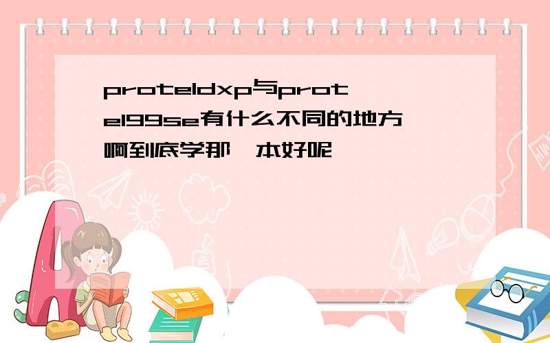 proteldxp与protel99se有什么不同的地方啊到底学那一本好呢