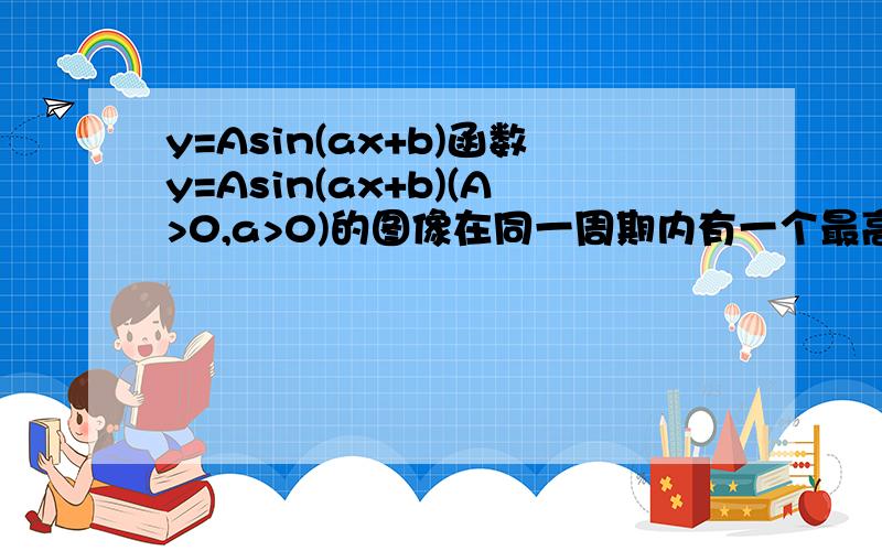 y=Asin(ax+b)函数y=Asin(ax+b)(A>0,a>0)的图像在同一周期内有一个最高点（π/12,2）,最低点（7π/12,-2）,求这个函数的解析式