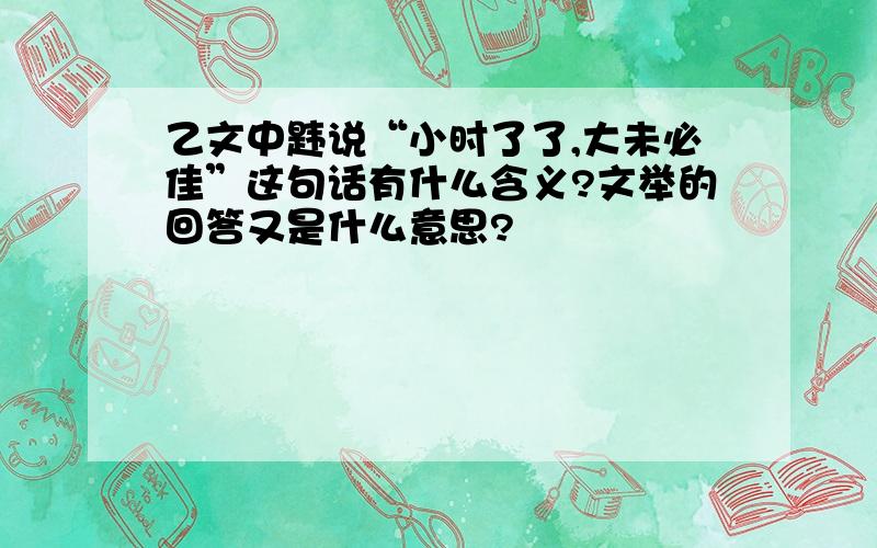 乙文中韪说“小时了了,大未必佳”这句话有什么含义?文举的回答又是什么意思?