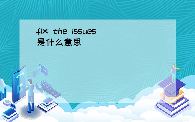 fix the issues是什么意思