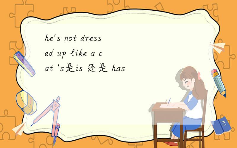 he's not dressed up like a cat 's是is 还是 has