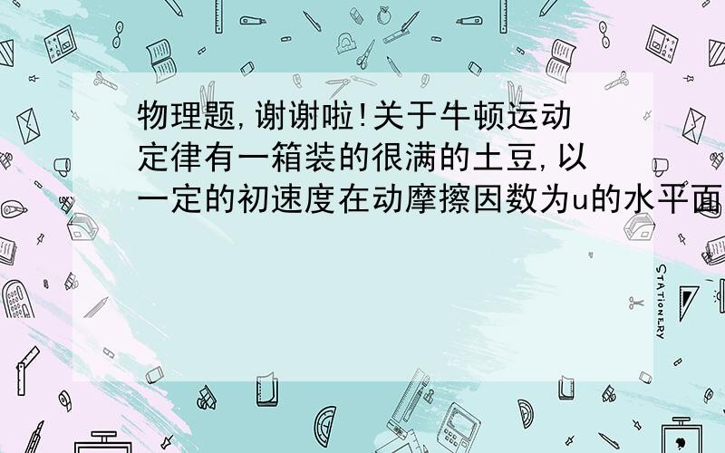 物理题,谢谢啦!关于牛顿运动定律有一箱装的很满的土豆,以一定的初速度在动摩擦因数为u的水平面上做匀减速运动（不及其他外力及空气阻力）.则其中一个质量为m的土豆A受其他土豆对他的