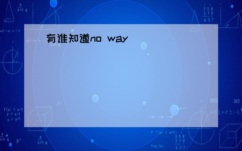 有谁知道no way