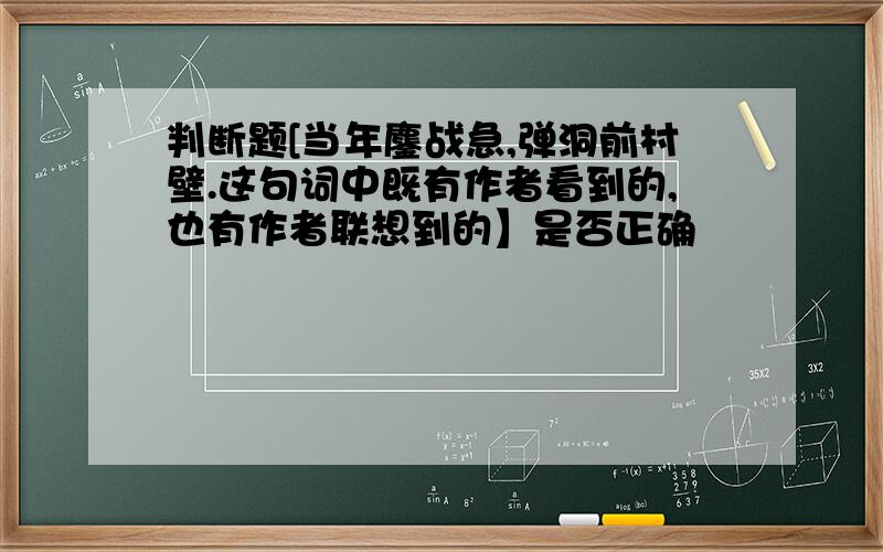 判断题[当年鏖战急,弹洞前村壁.这句词中既有作者看到的,也有作者联想到的】是否正确