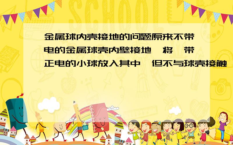 金属球内壳接地的问题原来不带电的金属球壳内壁接地,将一带正电的小球放入其中,但不与球壳接触,则：A.球壳内壁带负电 B.球壳外壁带正电 C.球壳外壁不带电 D.若将接地线去掉再移出正电