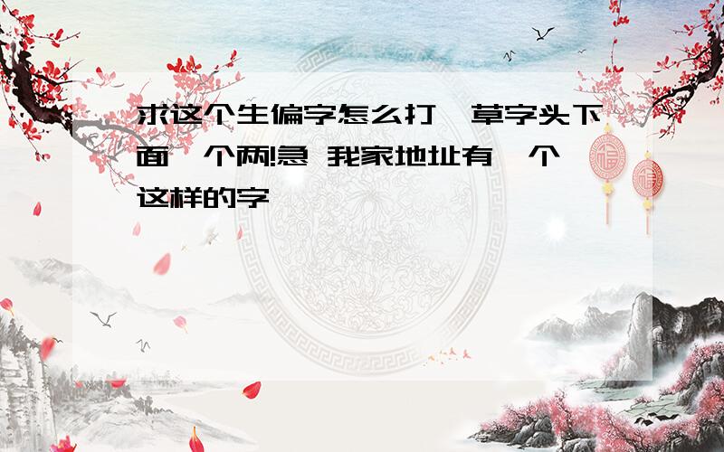 求这个生偏字怎么打,草字头下面一个两!急 我家地址有一个这样的字,