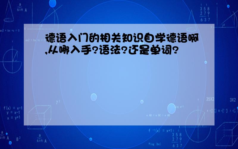 德语入门的相关知识自学德语啊,从哪入手?语法?还是单词?