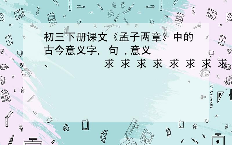 初三下册课文《孟子两章》中的古今意义字, 句 ,意义  、         求 求 求 求 求 求 求 求 求 求 求求 求 求 !