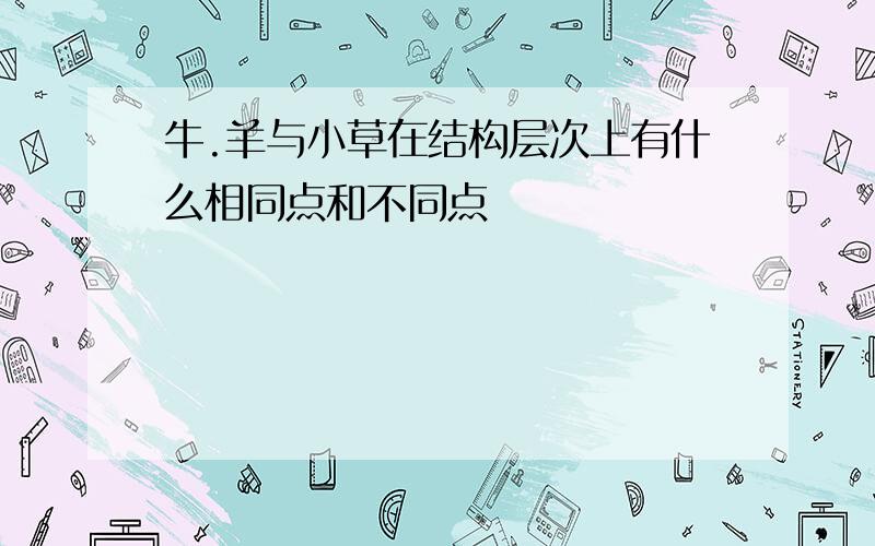 牛.羊与小草在结构层次上有什么相同点和不同点