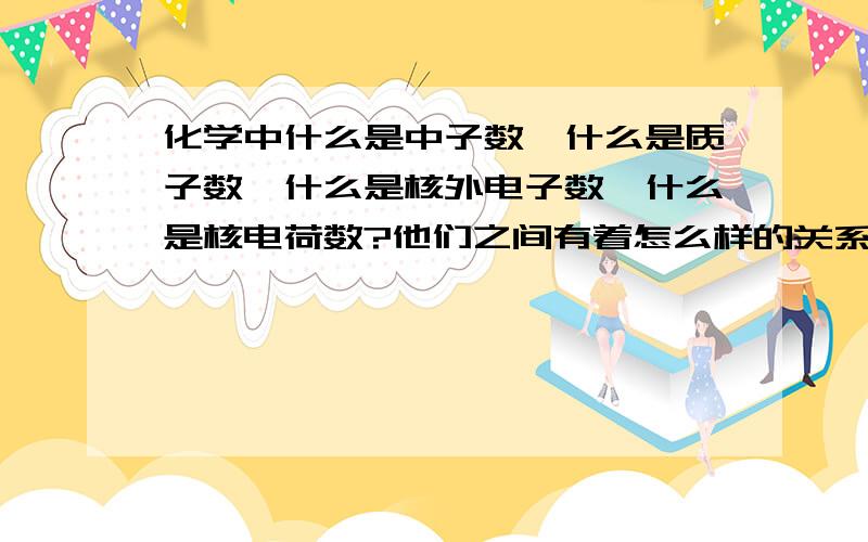 化学中什么是中子数,什么是质子数,什么是核外电子数,什么是核电荷数?他们之间有着怎么样的关系?