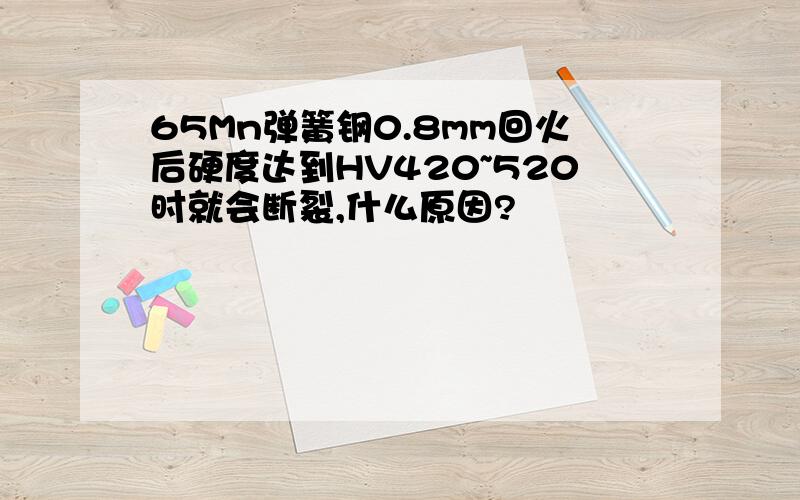 65Mn弹簧钢0.8mm回火后硬度达到HV420~520时就会断裂,什么原因?