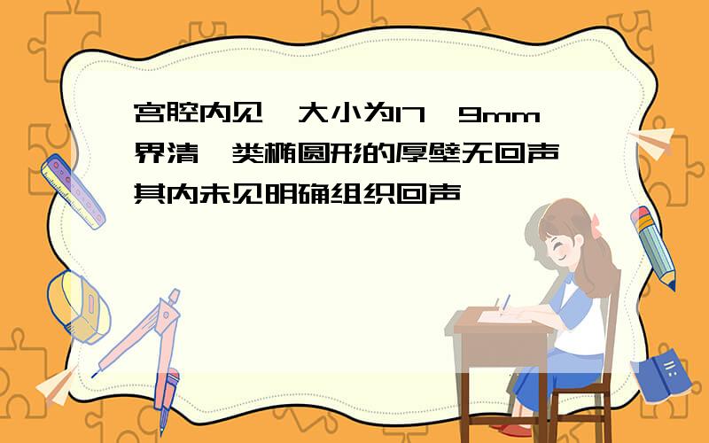 宫腔内见一大小为17*9mm界清,类椭圆形的厚壁无回声,其内未见明确组织回声