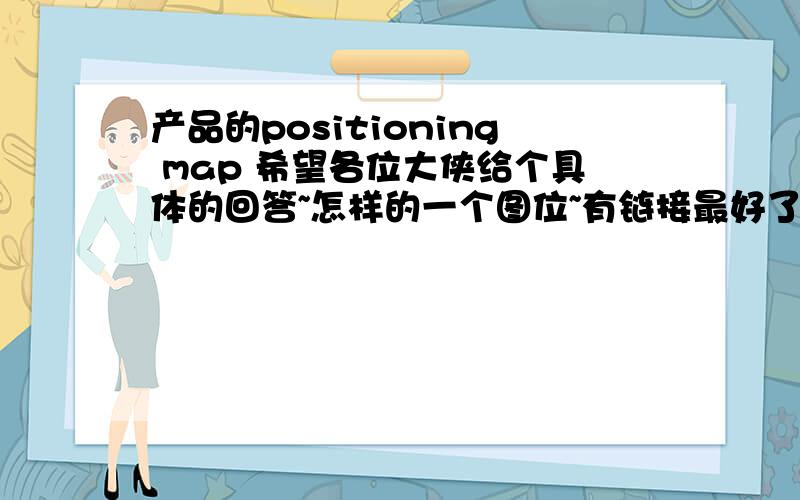 产品的positioning map 希望各位大侠给个具体的回答~怎样的一个图位~有链接最好了！