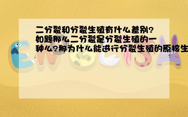 二分裂和分裂生殖有什么差别?如题那么二分裂是分裂生殖的一种么?那为什么能进行分裂生殖的原核生物不选乳酸菌而选酵母菌?二分裂的定义是什么?