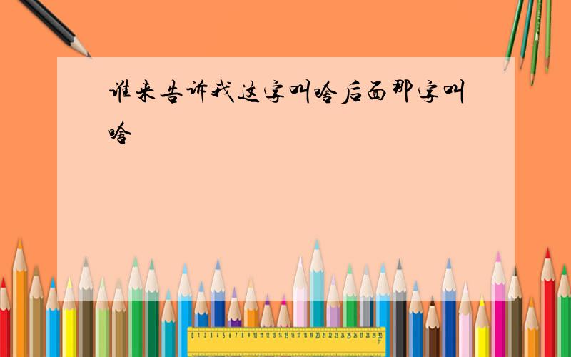 谁来告诉我这字叫啥后面那字叫啥