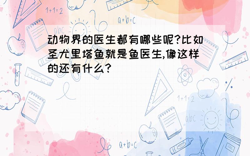 动物界的医生都有哪些呢?比如圣尤里塔鱼就是鱼医生,像这样的还有什么?