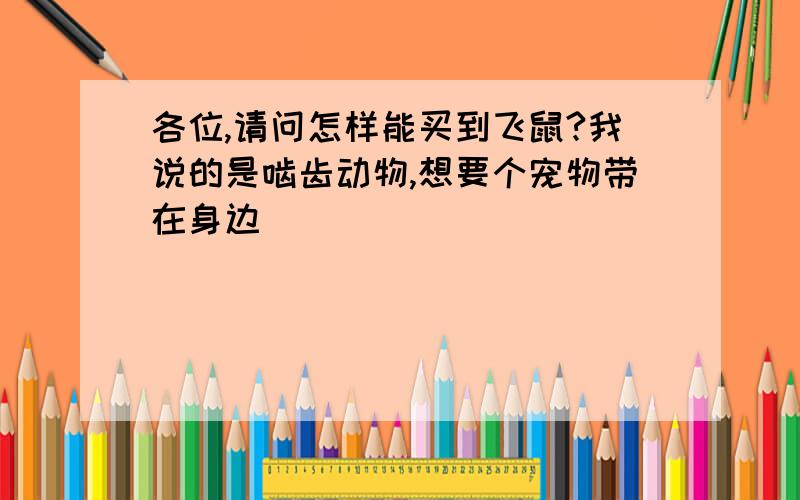 各位,请问怎样能买到飞鼠?我说的是啮齿动物,想要个宠物带在身边