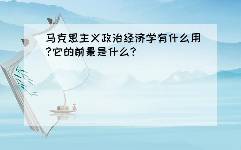 马克思主义政治经济学有什么用?它的前景是什么?