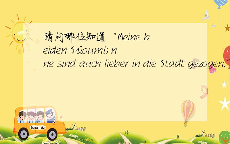 请问哪位知道“Meine beiden Söhne sind auch lieber in die Stadt gezogen.”这句的中文意思,