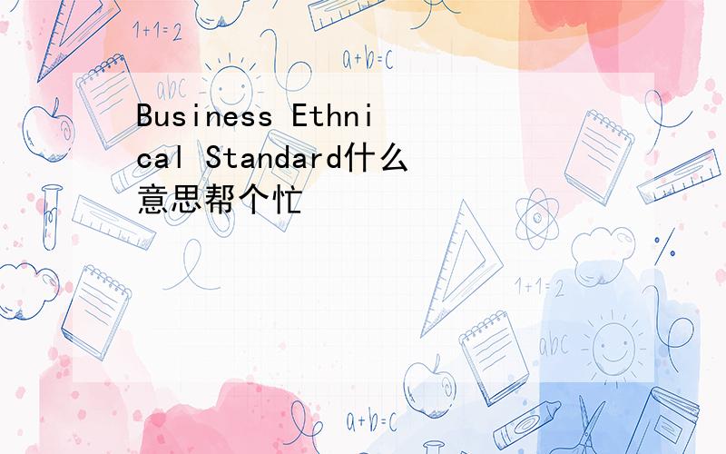 Business Ethnical Standard什么意思帮个忙