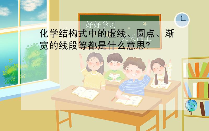 化学结构式中的虚线、圆点、渐宽的线段等都是什么意思?