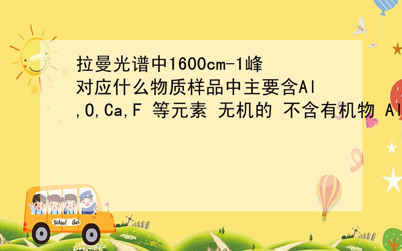 拉曼光谱中1600cm-1峰对应什么物质样品中主要含Al,O,Ca,F 等元素 无机的 不含有机物 Al-O峰似乎在378，418，432，451，578，645和751cm-1附近,1600cm没有吧,就是想问一下高手有没有其他可能 另外我做