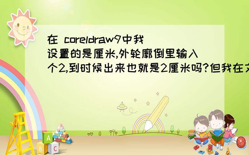 在 coreldraw9中我设置的是厘米,外轮廓倒里输入个2,到时候出来也就是2厘米吗?但我在文泰刻绘里面画了一个钜形框,设置成2毫米,文泰刻绘里面默认的不就是毫米吗?但刻出来和coreldraw9里面的外