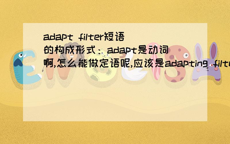 adapt filter短语的构成形式：adapt是动词啊,怎么能做定语呢,应该是adapting filter才对吧,