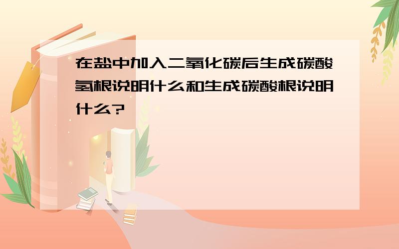 在盐中加入二氧化碳后生成碳酸氢根说明什么和生成碳酸根说明什么?