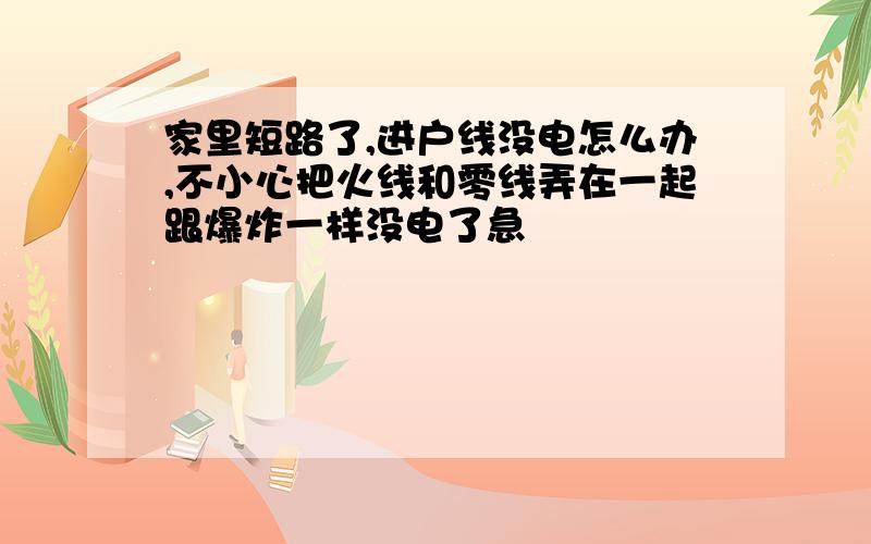 家里短路了,进户线没电怎么办,不小心把火线和零线弄在一起跟爆炸一样没电了急