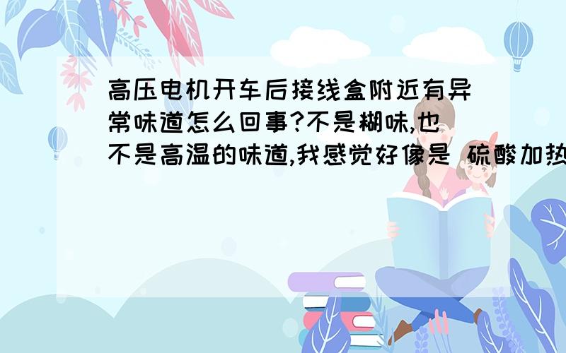 高压电机开车后接线盒附近有异常味道怎么回事?不是糊味,也不是高温的味道,我感觉好像是 硫酸加热后的味道,不知是怎么回事?懂行的或遇到过这种情况的说下.