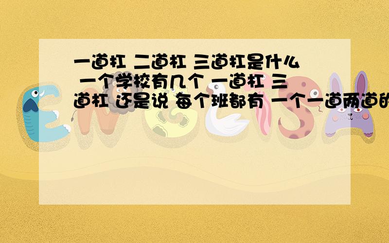 一道扛 二道杠 三道扛是什么 一个学校有几个 一道杠 三道杠 还是说 每个班都有 一个一道两道的 还是一个年级 还是整个小学