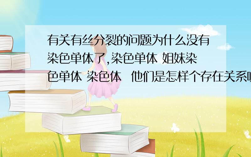 有关有丝分裂的问题为什么没有染色单体了,染色单体 姐妹染色单体 染色体  他们是怎样个存在关系呢?什么时期会同时存在染色体 染色单体 姐妹染色体呢.他们的比值又是多少?