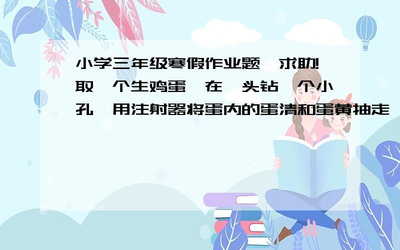 小学三年级寒假作业题,求助!取一个生鸡蛋,在一头钻一个小孔,用注射器将蛋内的蛋清和蛋黄抽走,然后用注射器向蛋壳内注射红墨水.接着用注射器向蛋内注射空气,随着空气的增加,会出现什