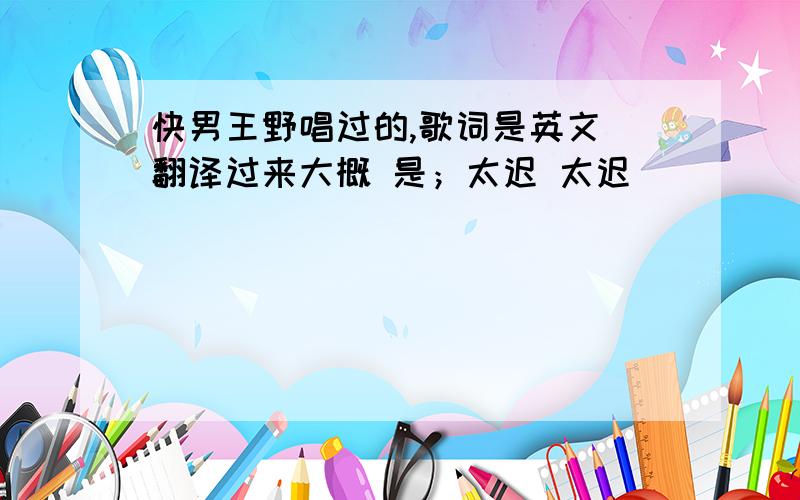 快男王野唱过的,歌词是英文 翻译过来大概 是；太迟 太迟