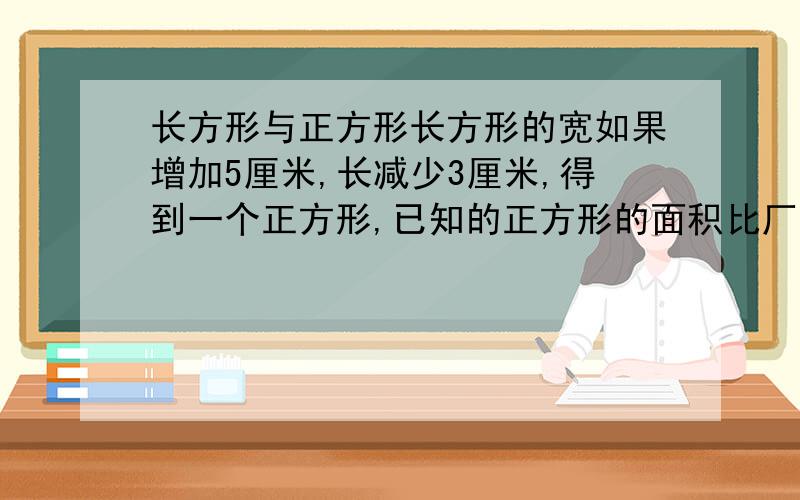 长方形与正方形长方形的宽如果增加5厘米,长减少3厘米,得到一个正方形,已知的正方形的面积比厂长方形大75平方厘米,求正方形的面积.有多少种作法?