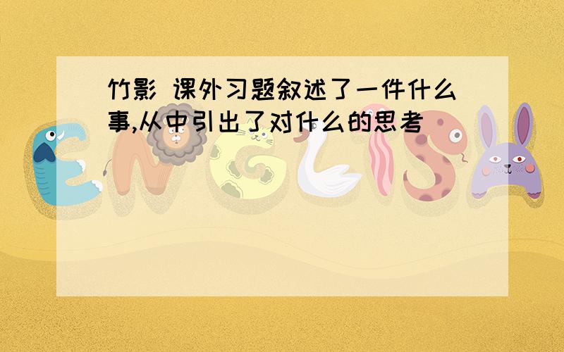 竹影 课外习题叙述了一件什么事,从中引出了对什么的思考