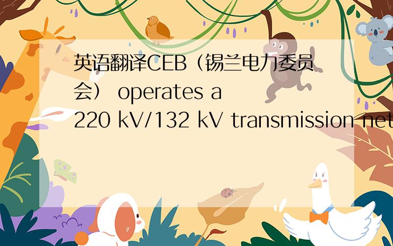 英语翻译CEB（锡兰电力委员会） operates a 220 kV/132 kV transmission network with a total length of approximately 1,600km