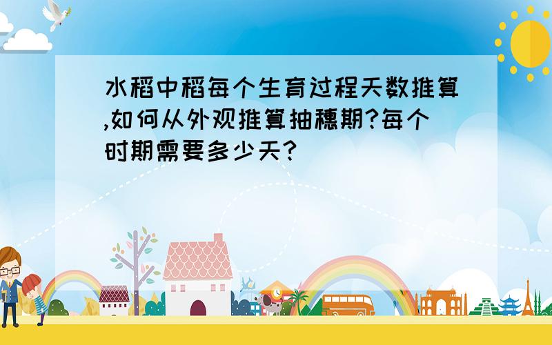 水稻中稻每个生育过程天数推算,如何从外观推算抽穗期?每个时期需要多少天?