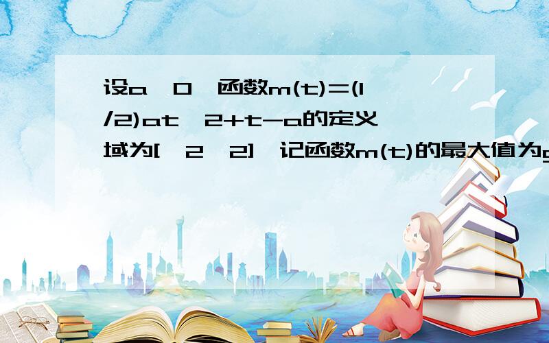 设a＜0,函数m(t)=(1/2)at^2+t-a的定义域为[√2,2],记函数m(t)的最大值为g(a)(1)求g(a)（2）试求满足g(a)>g(1/a)的所有实数a