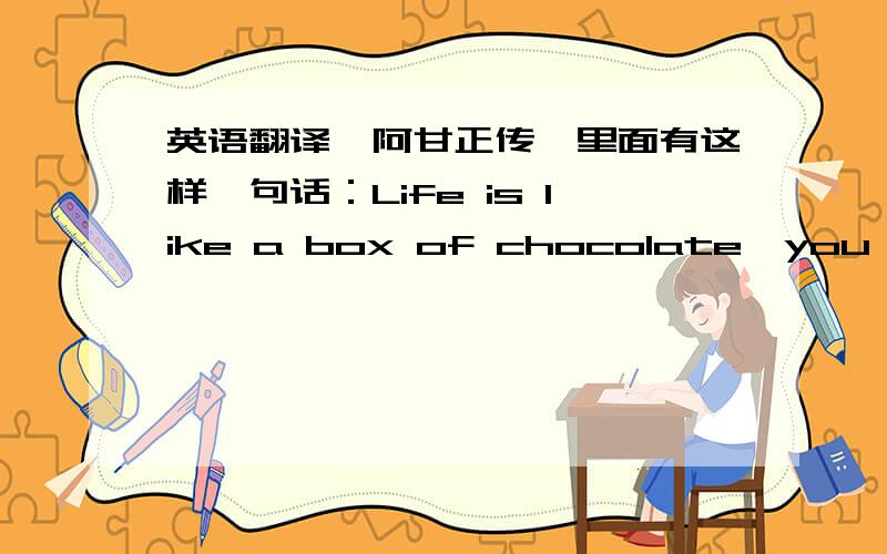 英语翻译《阿甘正传》里面有这样一句话：Life is like a box of chocolate,you never know what you are going to get.我想快乐占据了大部分中文翻译为英文