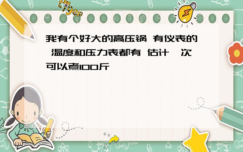 我有个好大的高压锅 有仪表的 温度和压力表都有 估计一次可以煮100斤