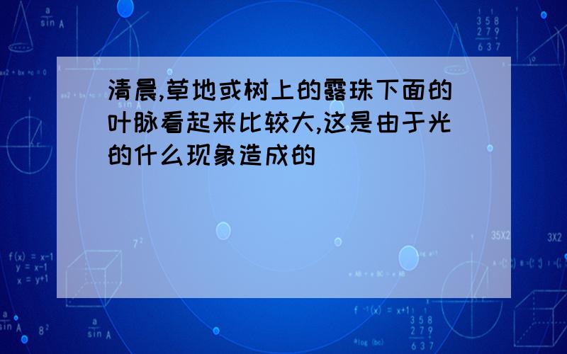 清晨,草地或树上的露珠下面的叶脉看起来比较大,这是由于光的什么现象造成的