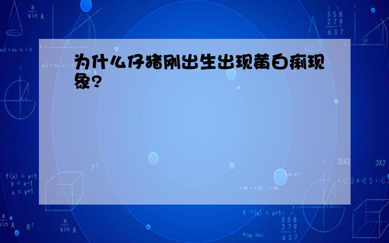 为什么仔猪刚出生出现黄白痢现象?