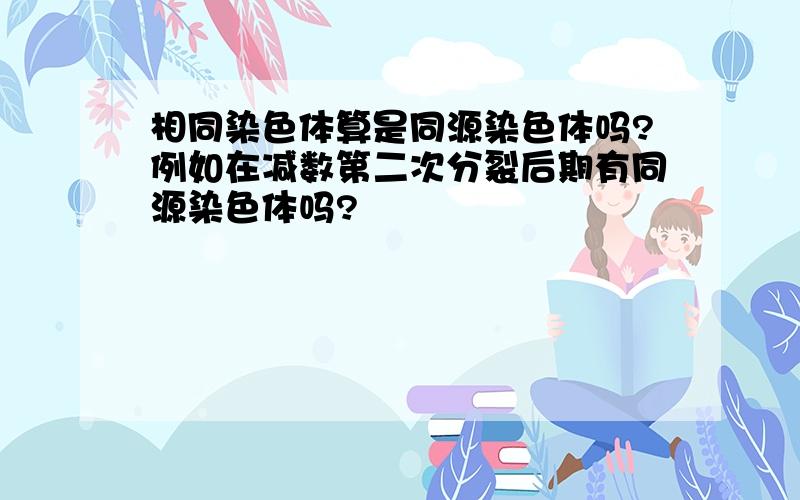 相同染色体算是同源染色体吗?例如在减数第二次分裂后期有同源染色体吗?