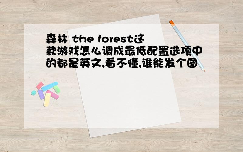 森林 the forest这款游戏怎么调成最低配置选项中的都是英文,看不懂,谁能发个图