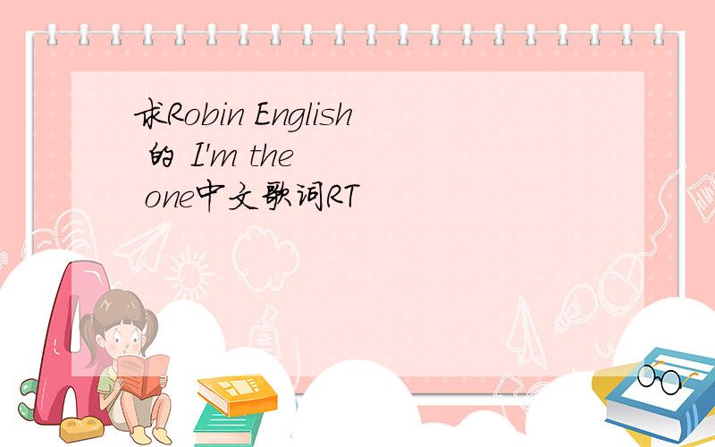 求Robin English 的 I'm the one中文歌词RT