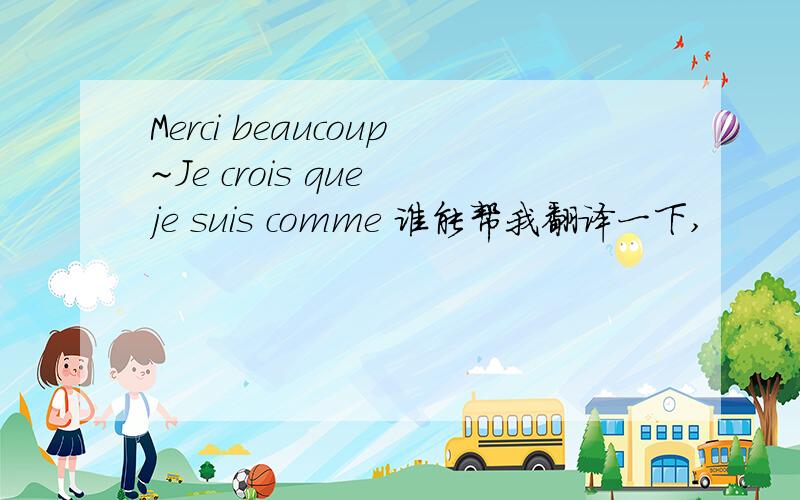 Merci beaucoup~Je crois que je suis comme 谁能帮我翻译一下,