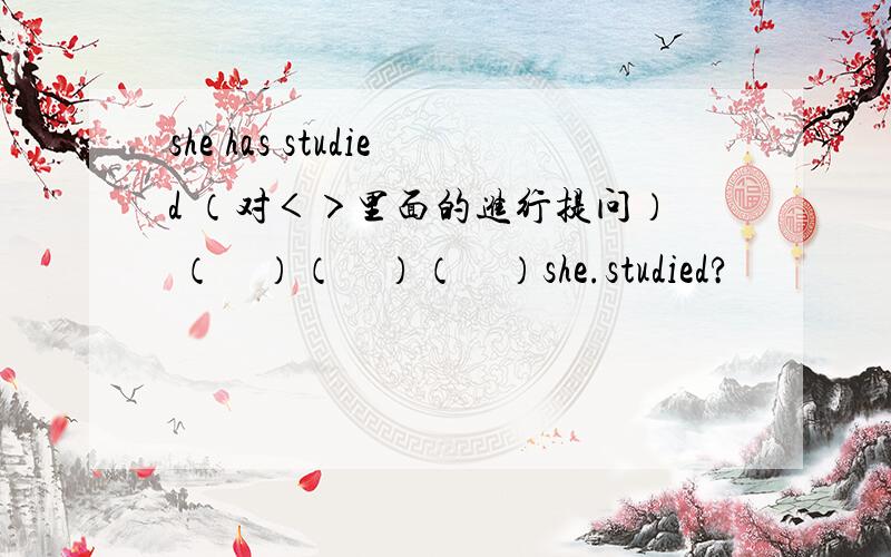 she has studied （对＜＞里面的进行提问） （　）（　）（　）she.studied?